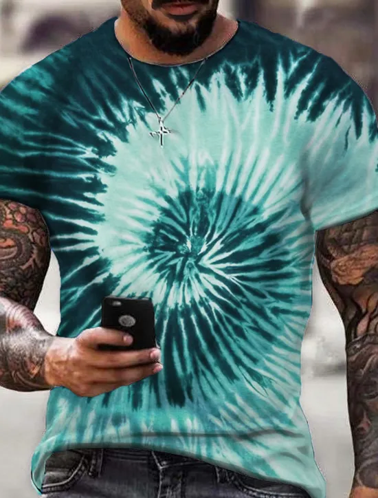 Sale OUKU Men's Graphic Tie Dye Spiral Stripe T Shirt Short Sleeve T shirt 3D Print Crew Neck Shirt Sports Designer Classic Daily Sports Weekend Yellow Blue Purple Summer Clothing Apparel S M L XL XXL 3XL