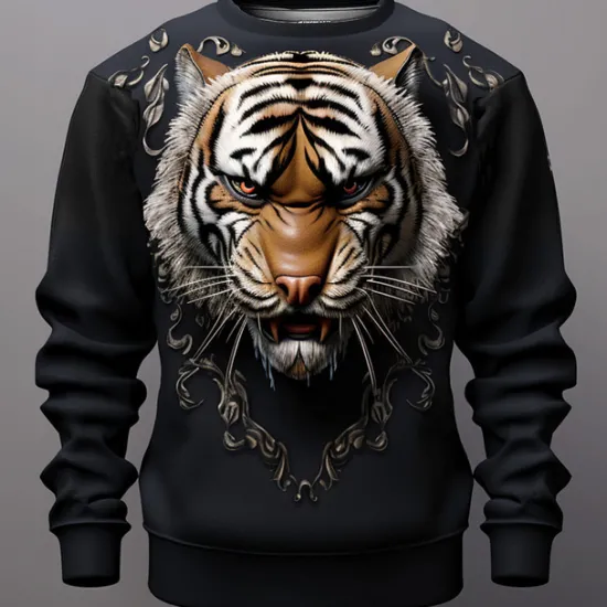 New OUKU Men's Graphic Tiger Sweatshirts Golf Pullover Sweatshirt Long Sleeve Sweatshirt Crew Neck Fashion Daily Casual 3D Print Vacation Holiday Going out Print Spring & Fall