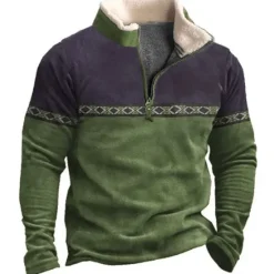 Outlet OUKU Men's Graphic Tribal Sweatshirts Sweatshirt Zip Sweatshirt Long Sleeve Sweatshirt Quarter Zip Daily Basic Ethnic 3D Print Vacation Holiday Going out Print Fleece Fall & Winter