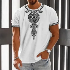 Clearance OUKU Men's Graphic Tribal T Shirt Short Sleeve T shirt 3D Print Crew Neck Shirt Vintage Fashion Designer Outdoor Daily Sports White Blue Green Spring & Summer Clothing Apparel S M L XL 2XL 3XL