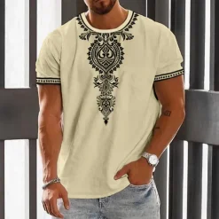 Clearance OUKU Men's Graphic Tribal T Shirt Short Sleeve T shirt 3D Print Crew Neck Shirt Vintage Fashion Designer Outdoor Daily Sports White Blue Green Spring & Summer Clothing Apparel S M L XL 2XL 3XL