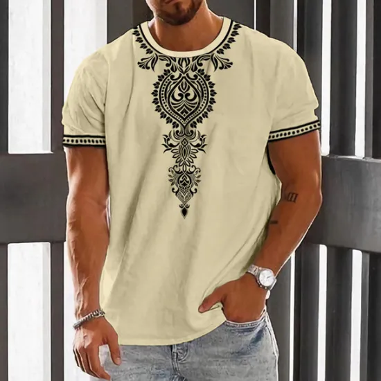Clearance OUKU Men's Graphic Tribal T Shirt Short Sleeve T shirt 3D Print Crew Neck Shirt Vintage Fashion Designer Outdoor Daily Sports White Blue Green Spring & Summer Clothing Apparel S M L XL 2XL 3XL