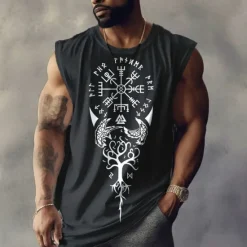 Sale OUKU Men's Graphic Tribal Vest Top Sleeveless T Shirt for Men Cap Sleeve T shirt 3D Print Crew Neck Shirt Designer Ethnic Muscle Daily Sports Gym Black White Navy Blue Spring & Summer Clothing Apparel S M