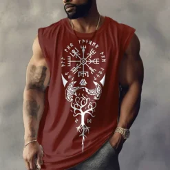 Sale OUKU Men's Graphic Tribal Vest Top Sleeveless T Shirt for Men Cap Sleeve T shirt 3D Print Crew Neck Shirt Designer Ethnic Muscle Daily Sports Gym Black White Navy Blue Spring & Summer Clothing Apparel S M