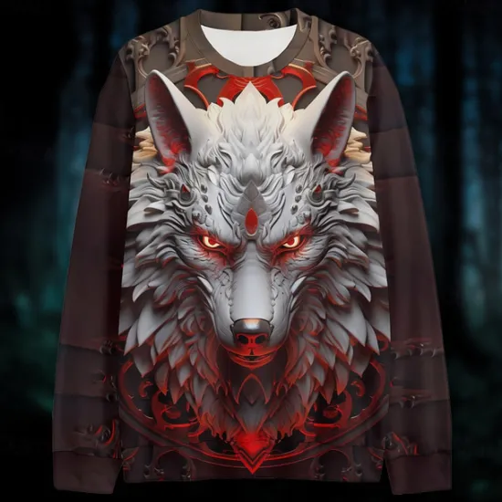 Clearance OUKU Men's Graphic Wolf Dark Sweatshirts Golf Pullover Sweatshirt Long Sleeve Sweatshirt Hooded Vacation Cool Daily Print Vacation Sports Outdoor Going out Printing Winter Spring & Fall Brown