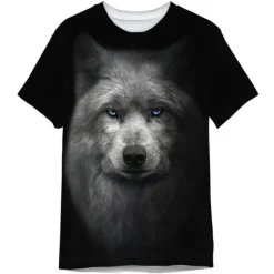 OUKU Men's Graphic Wolf T Shirt Short Sleeve T shirt 3D Print Crew Neck Shirt Designer Classic Casual Daily Sports Weekend Black Gray Summer Clothing Apparel S M L XL XXL 3XL 4XL