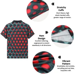 Best OUKU Men's Graphic Zip Polo Shirts Golf Shirt Short Sleeve Polo Shirts Collared Shirts Casual Vacation Wear Rave Wear Party Outfits 3D Print Quarter Zip Polo Red Blue Purple