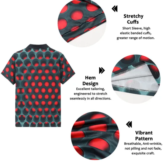 Best OUKU Men's Graphic Zip Polo Shirts Golf Shirt Short Sleeve Polo Shirts Collared Shirts Casual Vacation Wear Rave Wear Party Outfits 3D Print Quarter Zip Polo Red Blue Purple