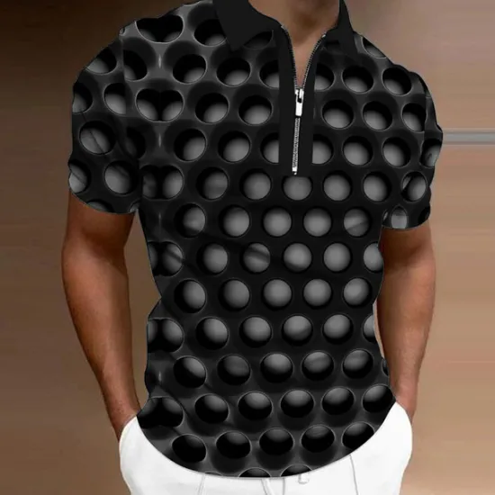 Best OUKU Men's Graphic Zip Polo Shirts Golf Shirt Short Sleeve Polo Shirts Collared Shirts Casual Vacation Wear Rave Wear Party Outfits 3D Print Quarter Zip Polo Red Blue Purple