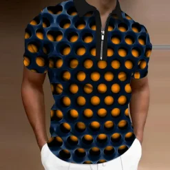 Best OUKU Men's Graphic Zip Polo Shirts Golf Shirt Short Sleeve Polo Shirts Collared Shirts Casual Vacation Wear Rave Wear Party Outfits 3D Print Quarter Zip Polo Red Blue Purple