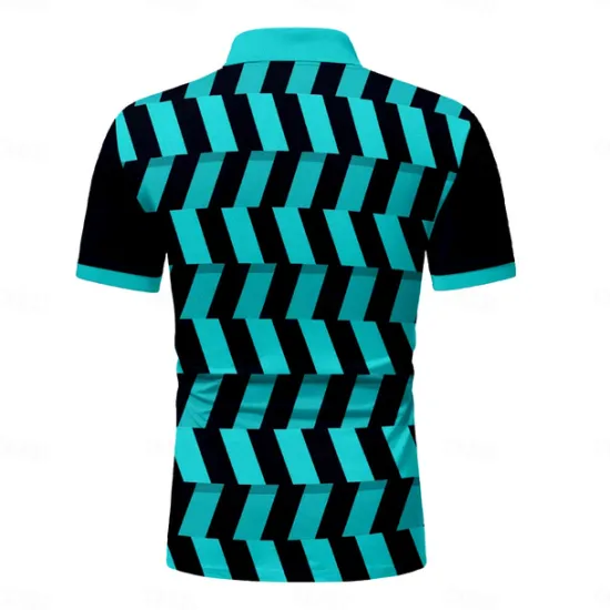 Outlet OUKU Men's Graphic Zip Polo Shirts Golf Shirt Short Sleeve Polo Shirts Collared Shirts Casual Vacation Wear Rave Wear Party Outfits 3D Print Quarter Zip Polo Summer Violet Pink Lake blue Black / Orange