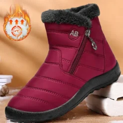 Outlet OUKU Men's Gray Winter Boots with Zipper Closure, Warm Fleece Lining, and Waterproof Design – Ideal for Outdoor Activities in Cold Weather