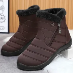 Outlet OUKU Men's Gray Winter Boots with Zipper Closure, Warm Fleece Lining, and Waterproof Design – Ideal for Outdoor Activities in Cold Weather