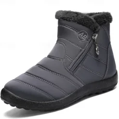 Outlet OUKU Men's Gray Winter Boots with Zipper Closure, Warm Fleece Lining, and Waterproof Design – Ideal for Outdoor Activities in Cold Weather