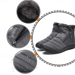 Outlet OUKU Men's Gray Winter Boots with Zipper Closure, Warm Fleece Lining, and Waterproof Design – Ideal for Outdoor Activities in Cold Weather