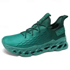 OUKU Men's Green Running Sneakers with Mesh Upper and Lightweight Design – Breathable, Comfortable Athletic Shoes for Sports, Workouts and Casual Wear
