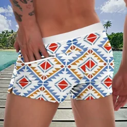 Outlet OUKU Men's Grid / Plaid Geometric Pattern Swim Trunks Swim Shorts Board Shorts Mid Waist Fashion Designer Surfing Holiday Beach Pocket Drawstring Elastic Waist Designer Clothing Apparel White