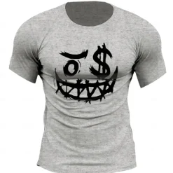 Hot OUKU Men's Grimace T Shirt Tee Top 100% Cotton Short Sleeve Graphic Shirt Heather Gray Black Army Green Comfortable Tee Street Fashion Designer Clothing