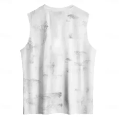 Best OUKU Men's Guitar Vest Top Sleeveless T shirt 3D Print Crew Neck Shirt Sports Fashion Daily Gym Summer Spring Clothing Apparel S M L XL XXL XXXL White