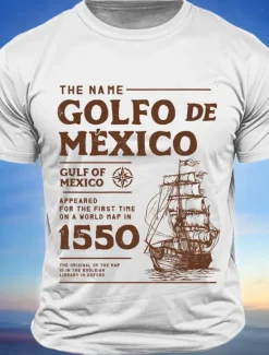 Discount OUKU Men's Gulf of Mexico T Shirt Short Sleeve T shirt 3D Print Crew Neck Shirt Fashion Daily Street Daily Black White Blue Summer Spring Clothing Apparel S M L XL XXL XXXL