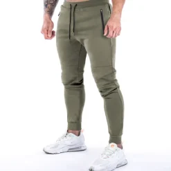 New OUKU men's gym jogger pants sport workout training athletic slim tapered cotton sweatpants with zipper pockets darkgrey