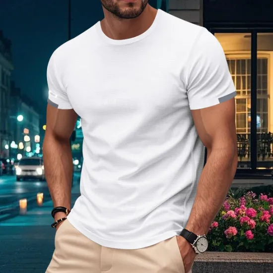Hot OUKU Men's Gym Shirt Athletic Shirts Crew Neck Short Sleeves Casual Daily Gym Quick dry Breathable Solid Color Black White Activewear Polyester Sport Outdoor