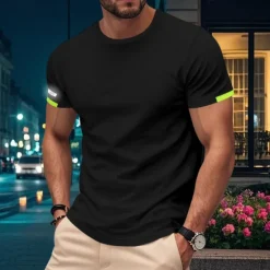 Hot OUKU Men's Gym Shirt Athletic Shirts Crew Neck Short Sleeves Casual Daily Gym Quick dry Breathable Solid Color Black White Activewear Polyester Sport Outdoor