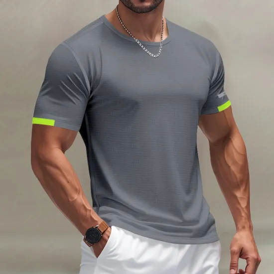 Hot OUKU Men's Gym Shirt Athletic Shirts Crew Neck Short Sleeves Casual Daily Gym Quick dry Breathable Solid Color Black White Activewear Polyester Sport Outdoor