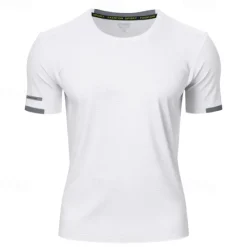 Hot OUKU Men's Gym Shirt Athletic Shirts Crew Neck Short Sleeves Casual Daily Gym Quick dry Breathable Solid Color Black White Activewear Polyester Sport Outdoor