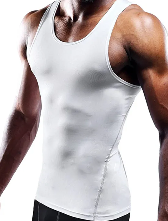Discount OUKU Men's Gym Shirt Compression Tank Fitness Tank Men Tops Crew Neck Sleeveless Sports & Outdoor Vacation Going out Casual Daily Gym Quick dry Breathable Soft Plain Black White Activewear Fashion Sport