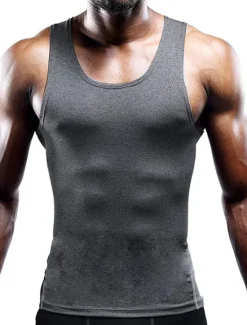 Discount OUKU Men's Gym Shirt Compression Tank Fitness Tank Men Tops Crew Neck Sleeveless Sports & Outdoor Vacation Going out Casual Daily Gym Quick dry Breathable Soft Plain Black White Activewear Fashion Sport