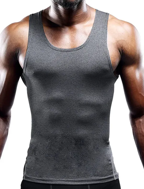 Discount OUKU Men's Gym Shirt Compression Tank Fitness Tank Men Tops Crew Neck Sleeveless Sports & Outdoor Vacation Going out Casual Daily Gym Quick dry Breathable Soft Plain Black White Activewear Fashion Sport