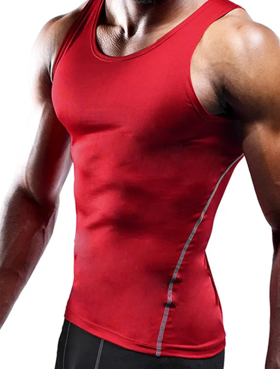 Discount OUKU Men's Gym Shirt Compression Tank Fitness Tank Men Tops Crew Neck Sleeveless Sports & Outdoor Vacation Going out Casual Daily Gym Quick dry Breathable Soft Plain Black White Activewear Fashion Sport