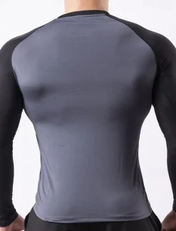 Outlet OUKU Men's Gym Shirt Fitness Shirt Long Sleeve Shirt Crew Neck Long Sleeve Sports & Outdoor Vacation Going out Casual Daily Quick dry Breathable Soft Plain Black / White Black Activewear Fashion Sport