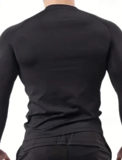 Outlet OUKU Men's Gym Shirt Fitness Shirt Long Sleeve Shirt Crew Neck Long Sleeve Sports & Outdoor Vacation Going out Casual Daily Quick dry Breathable Soft Plain Black / White Black Activewear Fashion Sport