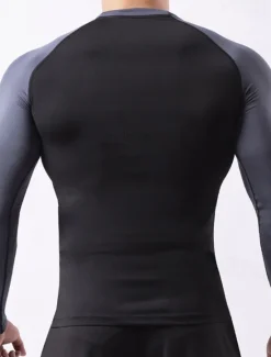 Outlet OUKU Men's Gym Shirt Fitness Shirt Long Sleeve Shirt Crew Neck Long Sleeve Sports & Outdoor Vacation Going out Casual Daily Quick dry Breathable Soft Plain Black / White Black Activewear Fashion Sport