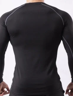 Outlet OUKU Men's Gym Shirt Fitness Shirt Long Sleeve Shirt Crew Neck Long Sleeve Sports & Outdoor Vacation Going out Casual Daily Quick dry Breathable Soft Plain Black / White Black Activewear Fashion Sport