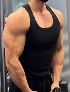 Online OUKU Men's GYM Tank Running Tank Workout Tank Men Tops Crew Neck Sleeveless Sports & Outdoor Vacation Going out Casual Daily Quick dry Moisture Wicking Breathable Soft Plain Black White Activewear Fashion