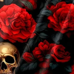 Best OUKU Men's Halloween Costumes Day of the Dead Rose Shirt Summer Shirt Button Up Shirt Short Sleeve Dark Punk Gothic Style Holiday Streetwear Summer Turndown 3D Print Front One Pocket Linen Like Shirt Black