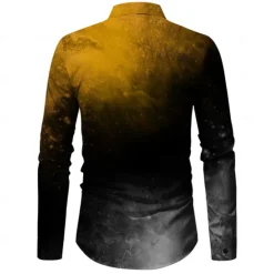 New OUKU Men's Halloween Costumes Shirt Button Up Shirt Long Sleeve Casual Dark Business Daily Fall Winter Spring & Summer Turndown Shirt Collar Button Up 3D Print Yellow Red Blue Purple Green
