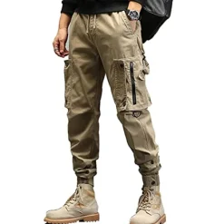 Discount OUKU Men's Harem Hip Hop Techwear Streetwear Tactical Joggers Cargo Pants Casual Functional Overalls Jeans Trousers Green