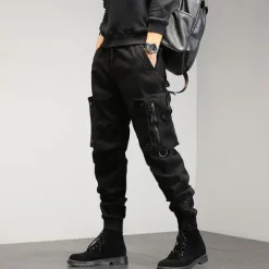 Discount OUKU Men's Harem Hip Hop Techwear Streetwear Tactical Joggers Cargo Pants Casual Functional Overalls Jeans Trousers Green