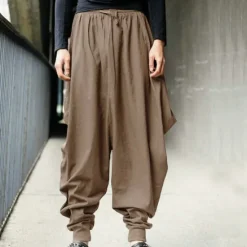 Hot OUKU Men's Harem Trousers Baggy Pants Casual Pants Jogger Pants Elastic Waist Baggy Elastic Drawstring Design Solid Color Breathable Lightweight Full Length Casual Daily Casual Hip-Hop ArmyGreen Black