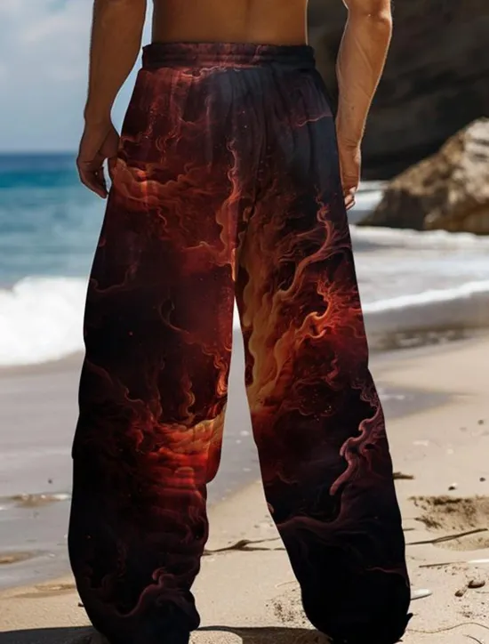 Outlet OUKU Men's Hawaiian Pants 3D Print Straight Leg Trousers Mid Waist Drawstring Elastic Waist Outdoor Street Holiday Summer Spring Fall Relaxed Fit Micro-elastic