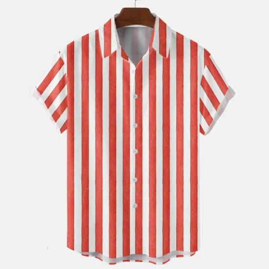 New OUKU Men's Heart Shirt Button Up Shirt Short Sleeve Tropical Fashion Hawaiian Casual Holiday Beach Summer Spring Turndown Print Button-Down Black White Wine Red Rainbow