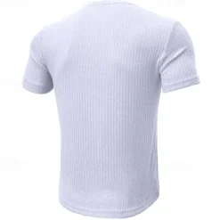 OUKU Men's Henley Shirt Ribbed Knit tee Tee Top Plain Henley Street Vacation Short Sleeves Clothing Apparel Fashion Designer Basic
