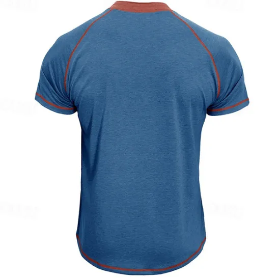 Best OUKU Men's Henley Shirt Short Sleeve Shirt Tee Top Solid Color Henley Outdoor Street Button Clothing Apparel Daily Hawaiian