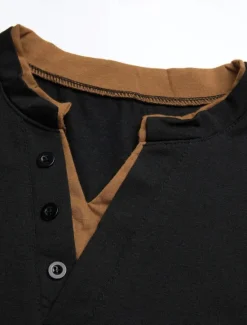Discount OUKU Men's Henley Shirt Tee Top Plain V Neck Street Vacation Short Sleeves Front Pocket Clothing Apparel Fashion Designer Basic