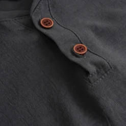OUKU Men's Henley Shirt Tee Top Short Sleeves Plain Fashion Designer Basic Buttons V Neck V Neck Vacation Street Going out Summer Black White Light Blue Henley T-Shirt