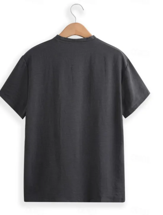 Discount OUKU Men's Henley Shirt Tee Top Plain Henley Street Vacation Short Sleeve Button-Down Clothing Apparel Designer Basic Modern Contemporary